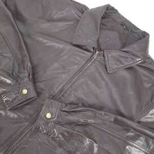 R&R‎ Casuals Genuine Leather Bomber Jacket Men's Medium Brown Full Zip Outdoor